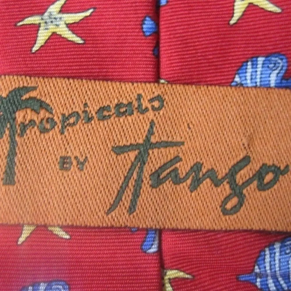 🌹TROPICALS BY TANGO Mens Tie Red Silk USA